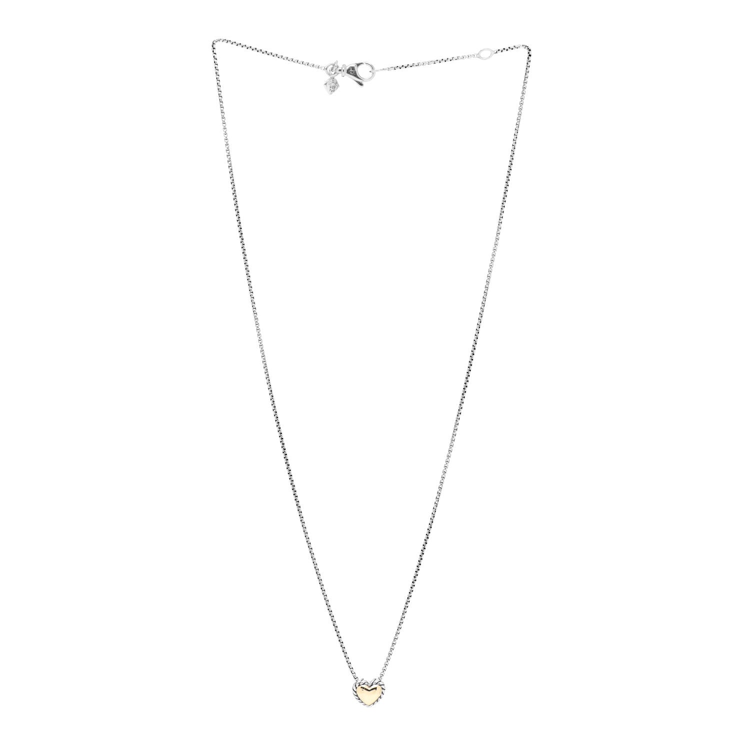 David Yurman Sterling Silver 18K Yellow Gold Cable Cookie Heart Pendant Necklace 3 of 4