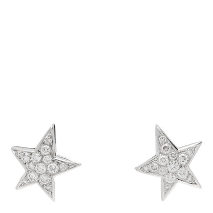 Chanel 18K White Gold Diamond Medium Comete Geode Earrings 1 of 4