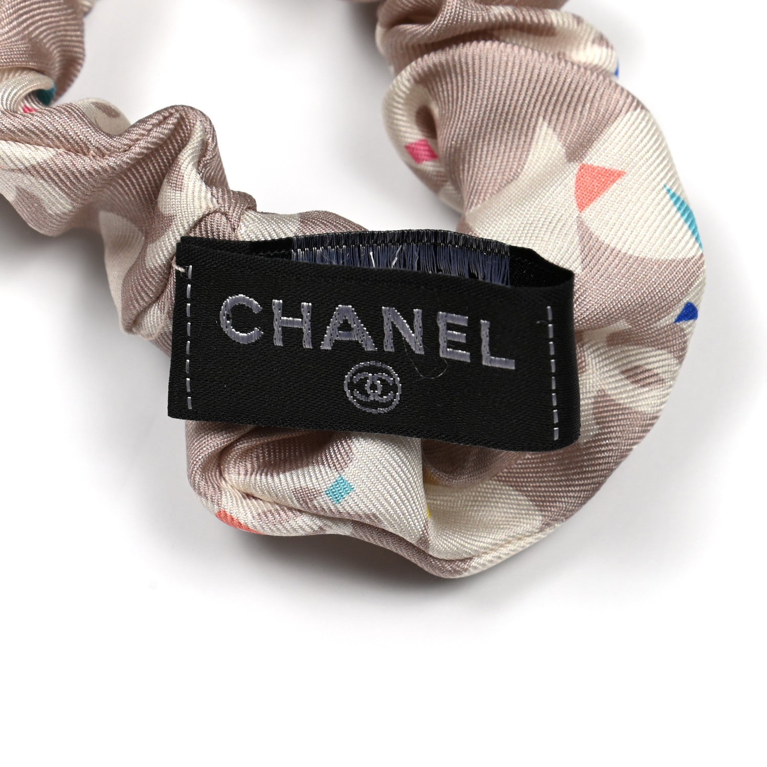 Chanel Silk CC Twilly Hair Scarf Beige Pink 5 of 8