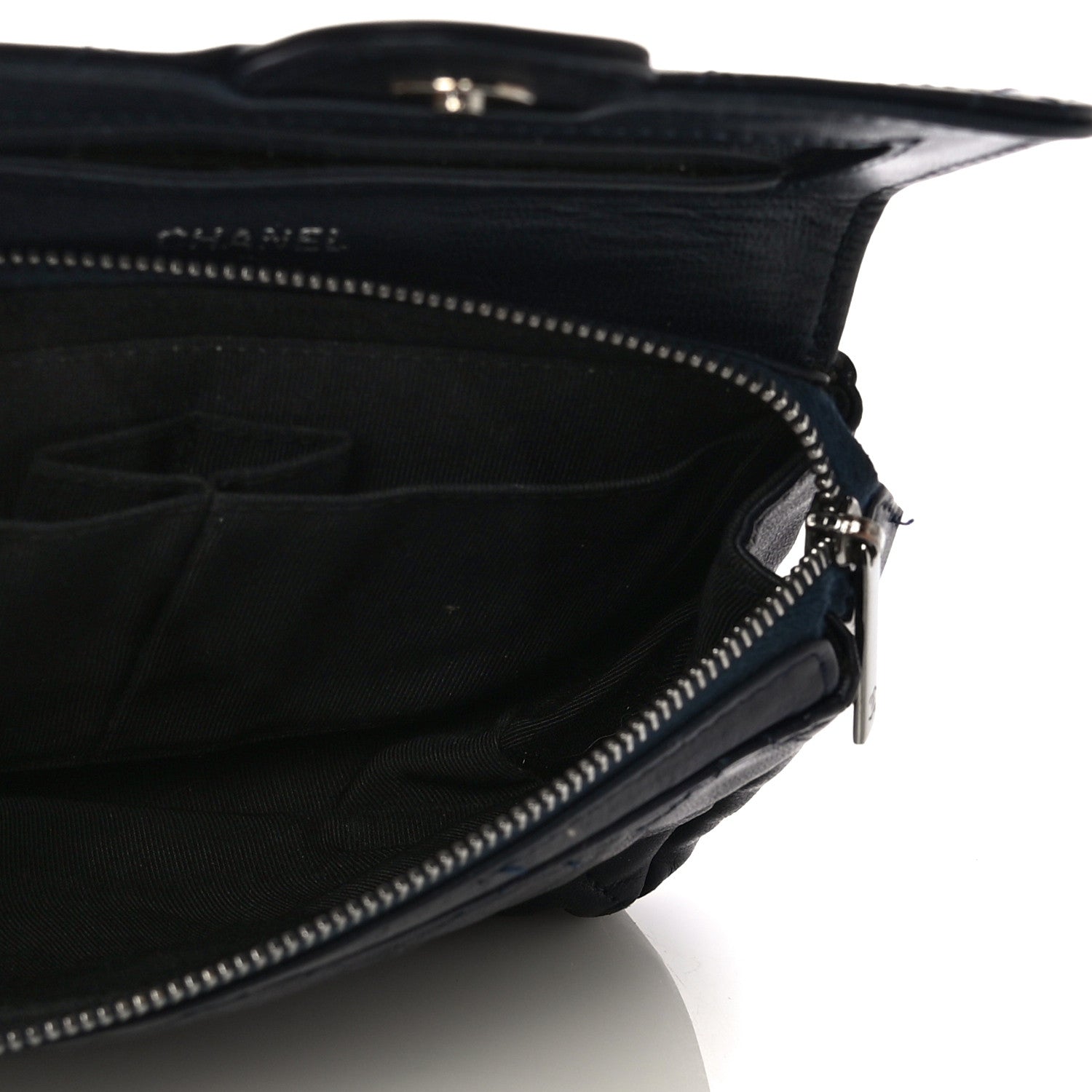 Chanel Lambskin Quilted Flap Cosmetic Case Blue 5 of 11