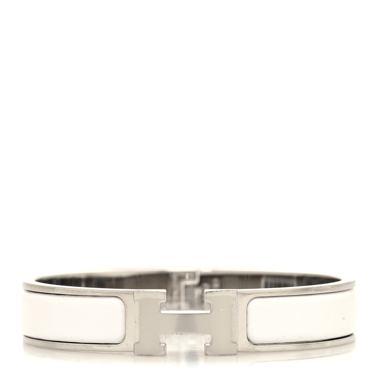 Hermes Enamel Narrow Clic Clac H Bracelet PM White 1 of 5