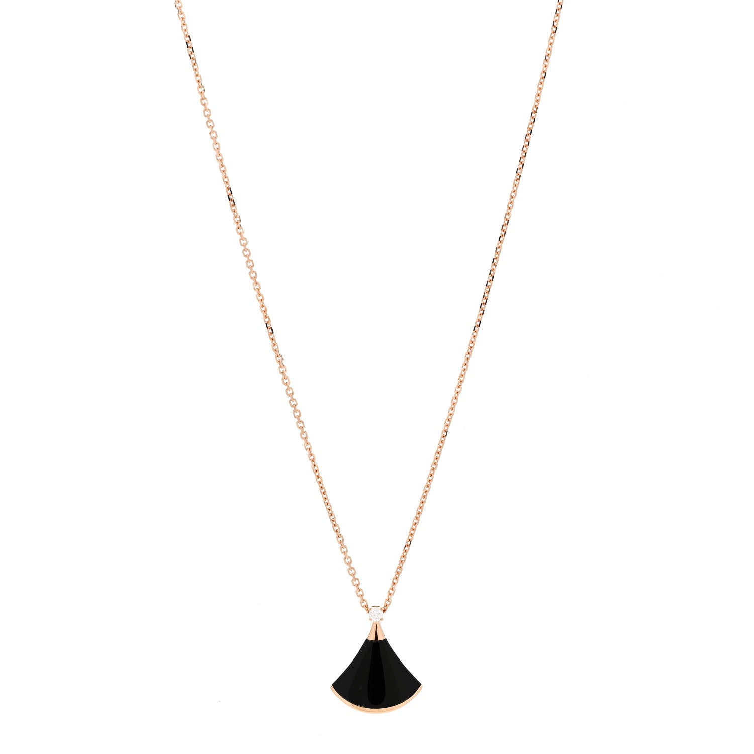 Bulgari 18K Rose Gold Diamond Black Onyx Divas' Dream Pendant Necklace 1 of 6