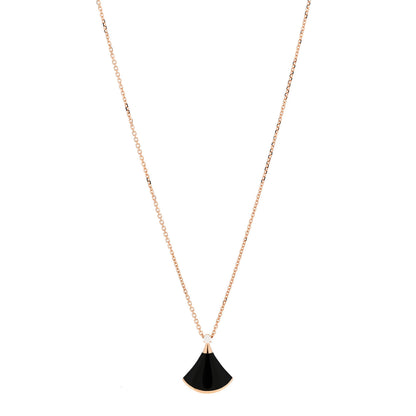 Bulgari 18K Rose Gold Diamond Black Onyx Divas' Dream Pendant Necklace 1 of 6