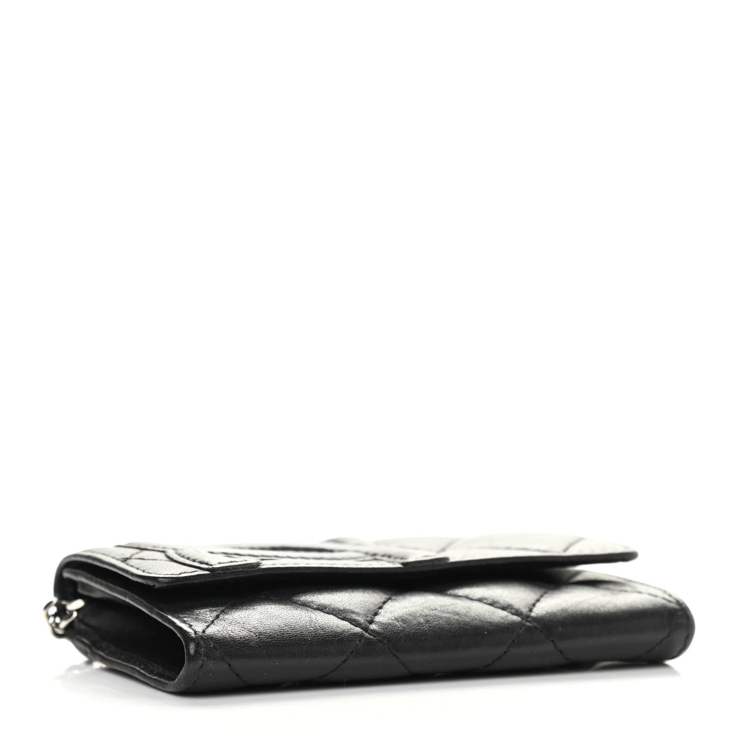 Calfskin Quilted Cambon Key Holder Case Black