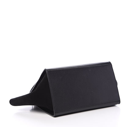Celine Drummed Calfskin Suede Small Trapeze Black 3 of 9