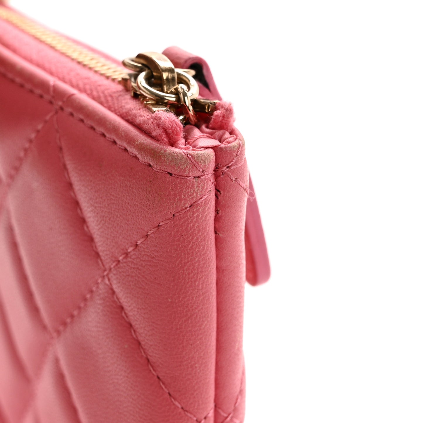 Lambskin Quilted Medium Casino Beauty CC Cosmetic Case Fuchsia