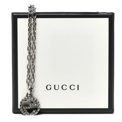 Gucci Sterling Silver Small Textured Interlocking G Pendant Necklace 7 of 7