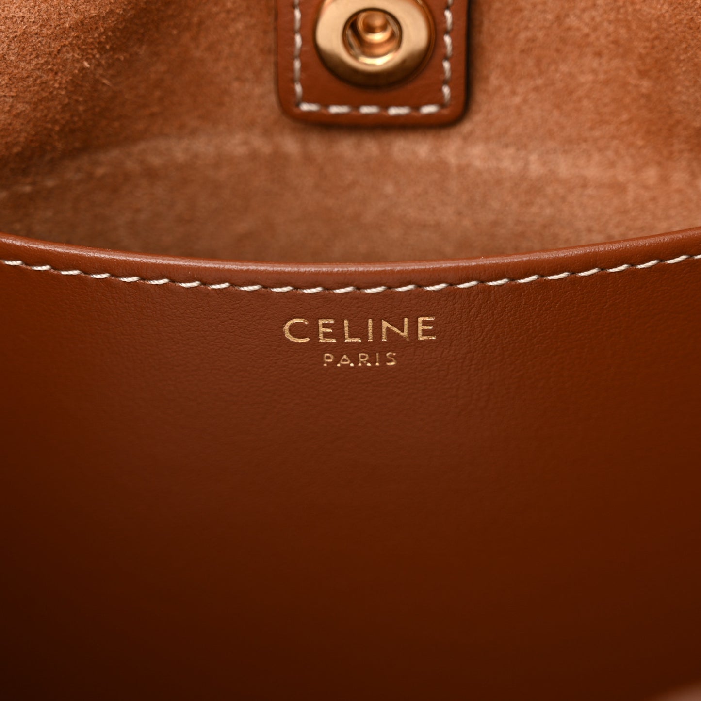 Smooth Calfskin Cuir Small Triomphe Cabas Drawstring Tan