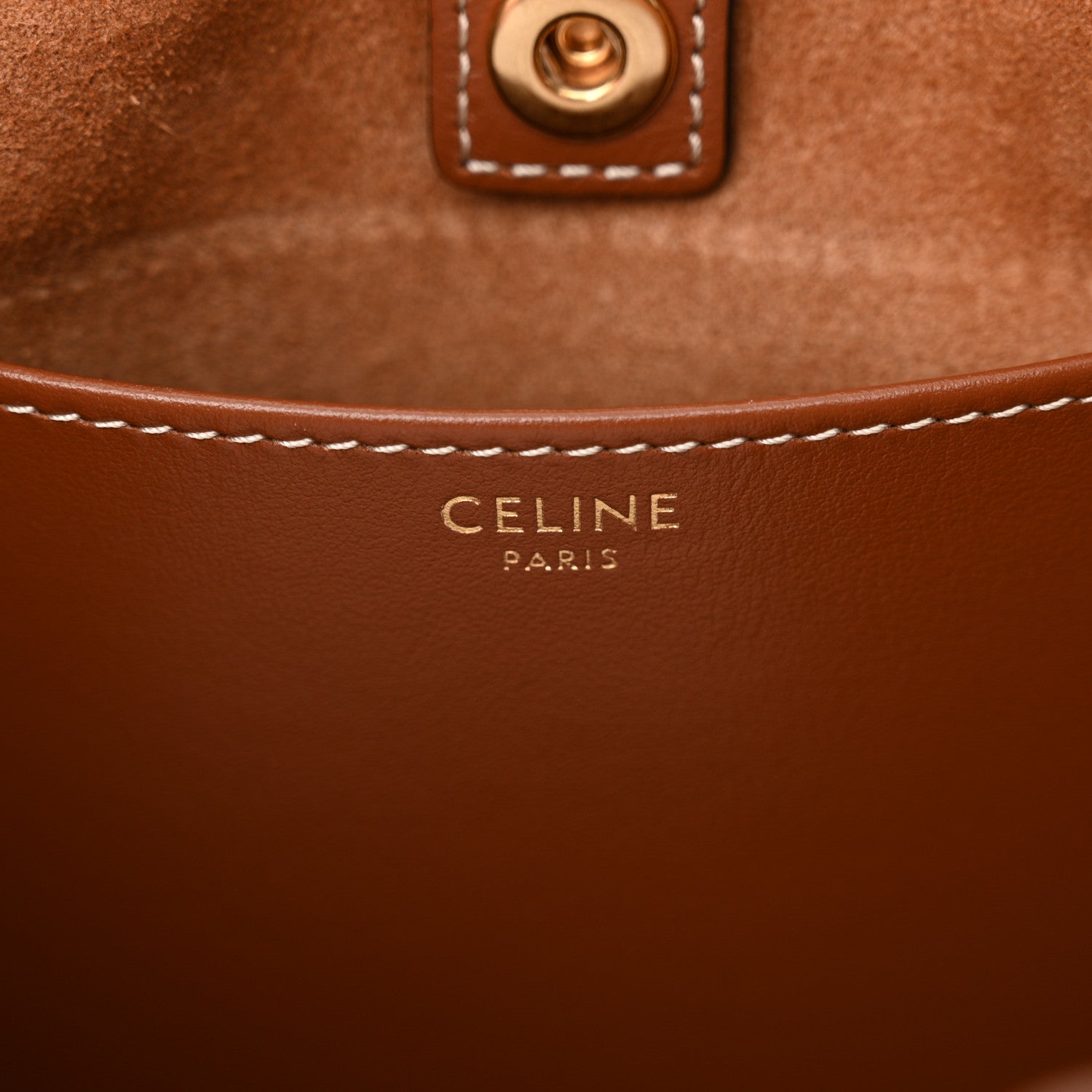 Celine Smooth Calfskin Cuir Small Triomphe Cabas Drawstring Tan 6 of 10