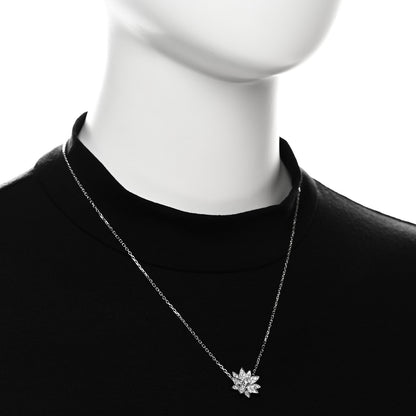Van Cleef & Arpels 18K White Gold Diamond Small Lotus Pendant Necklace 2 of 8
