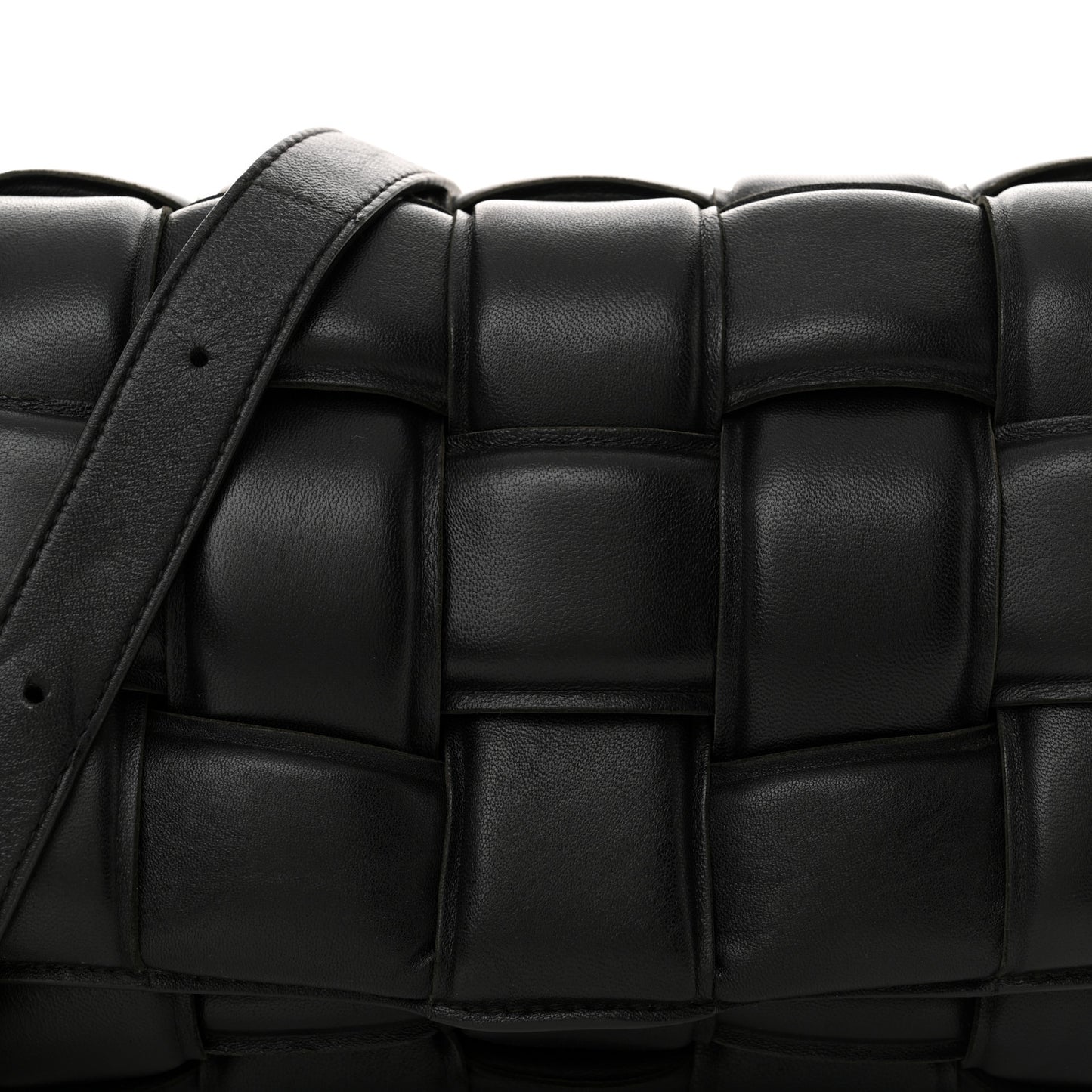 Nappa Maxi Intreccio Padded Cassette Crossbody Bag Black