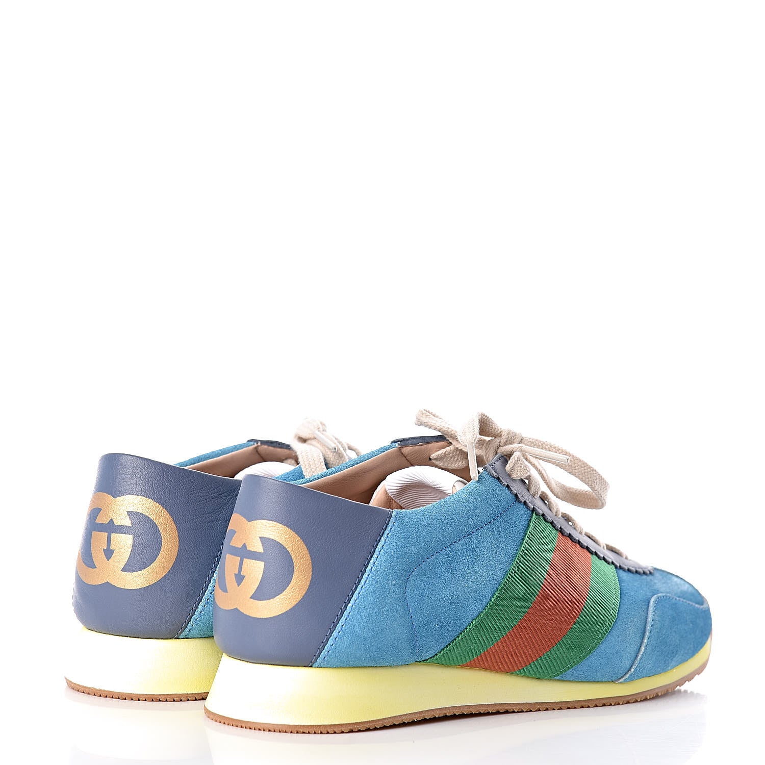 Gucci Suede Web Womens Rocket Sneakers 37.5 Bright Splash Thunder 4 of 9
