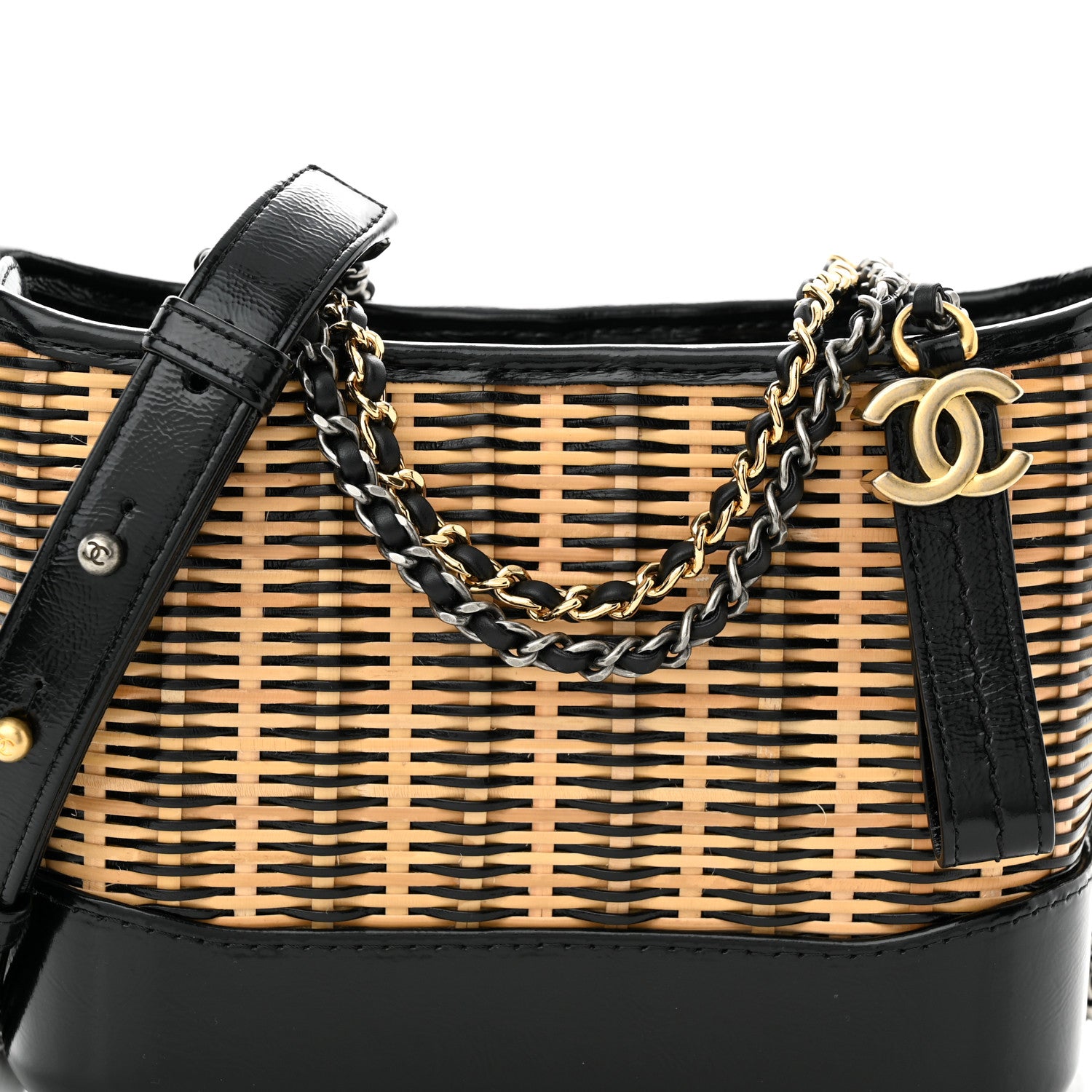 Chanel Rattan Calfskin Small Gabrielle Hobo Beige Black 8 of 10