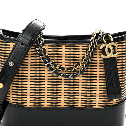 Chanel Rattan Calfskin Small Gabrielle Hobo Beige Black 8 of 10