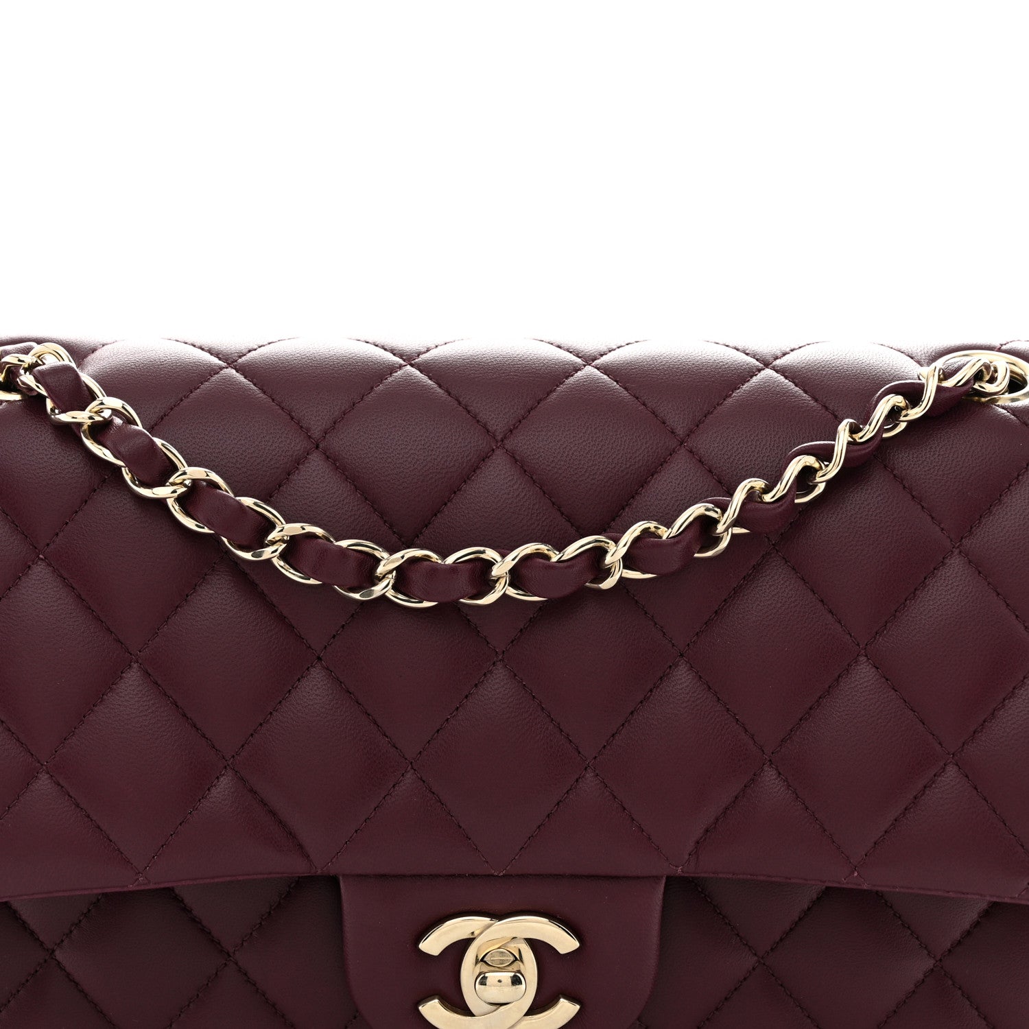 Chanel Lambskin Quilted Medium Double Flap Burgundy 8 of 13