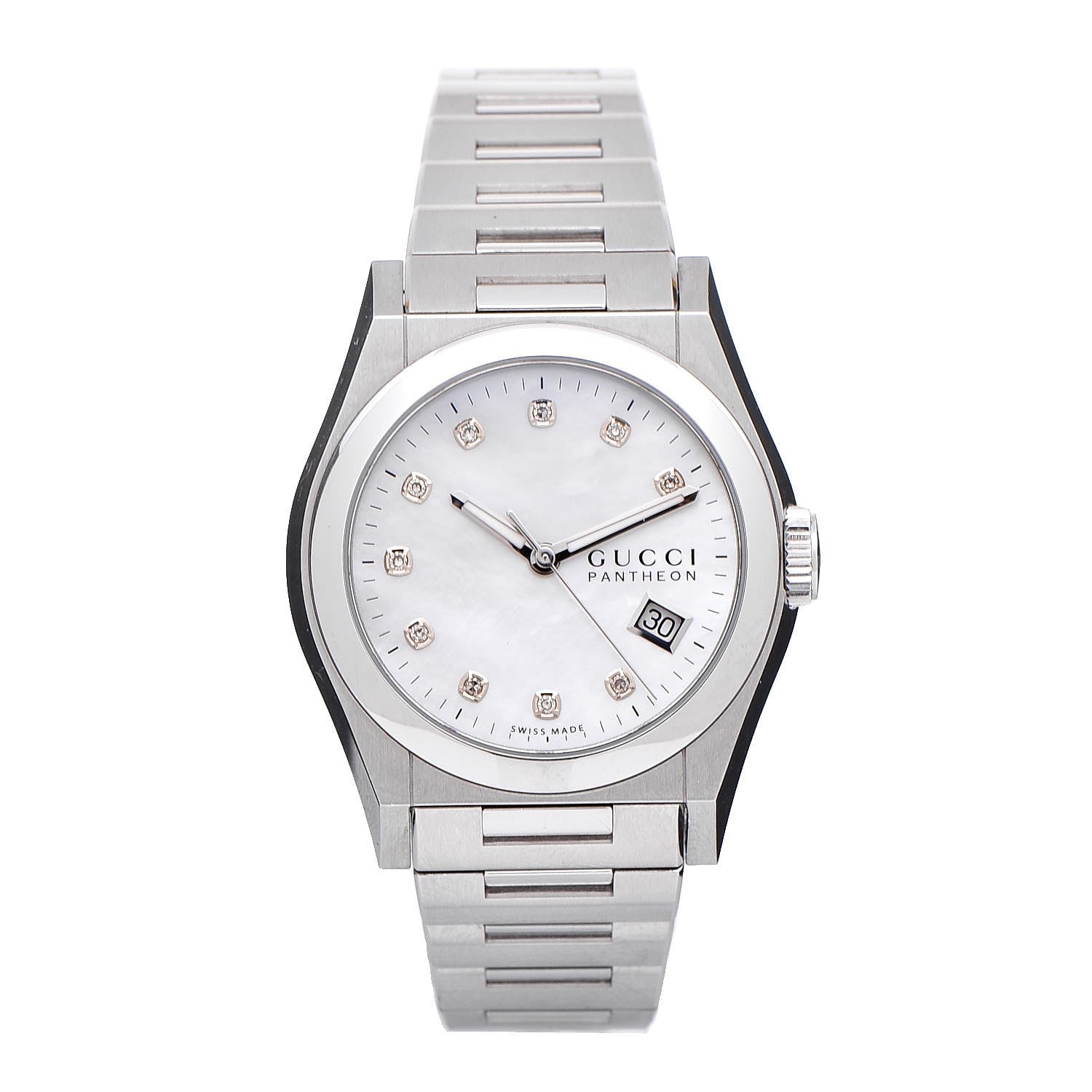 Gucci Stainless Steel Diamond Mother of Pearl 36mm Pantheon Quartz Watch 1 of 9