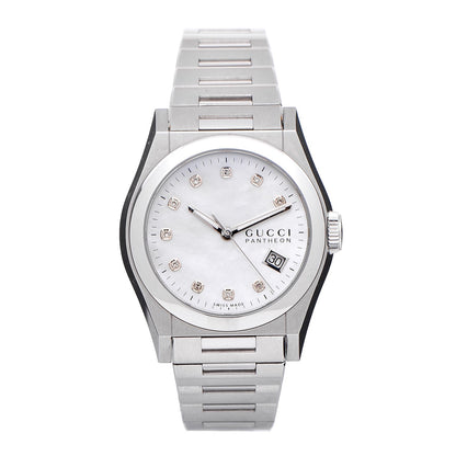 Gucci Stainless Steel Diamond Mother of Pearl 36mm Pantheon Quartz Watch 1 of 9