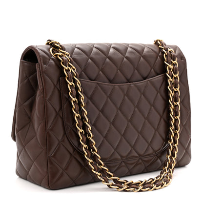 Chanel Lambskin Quilted Maxi Single Flap Dark Brown 3 of 10