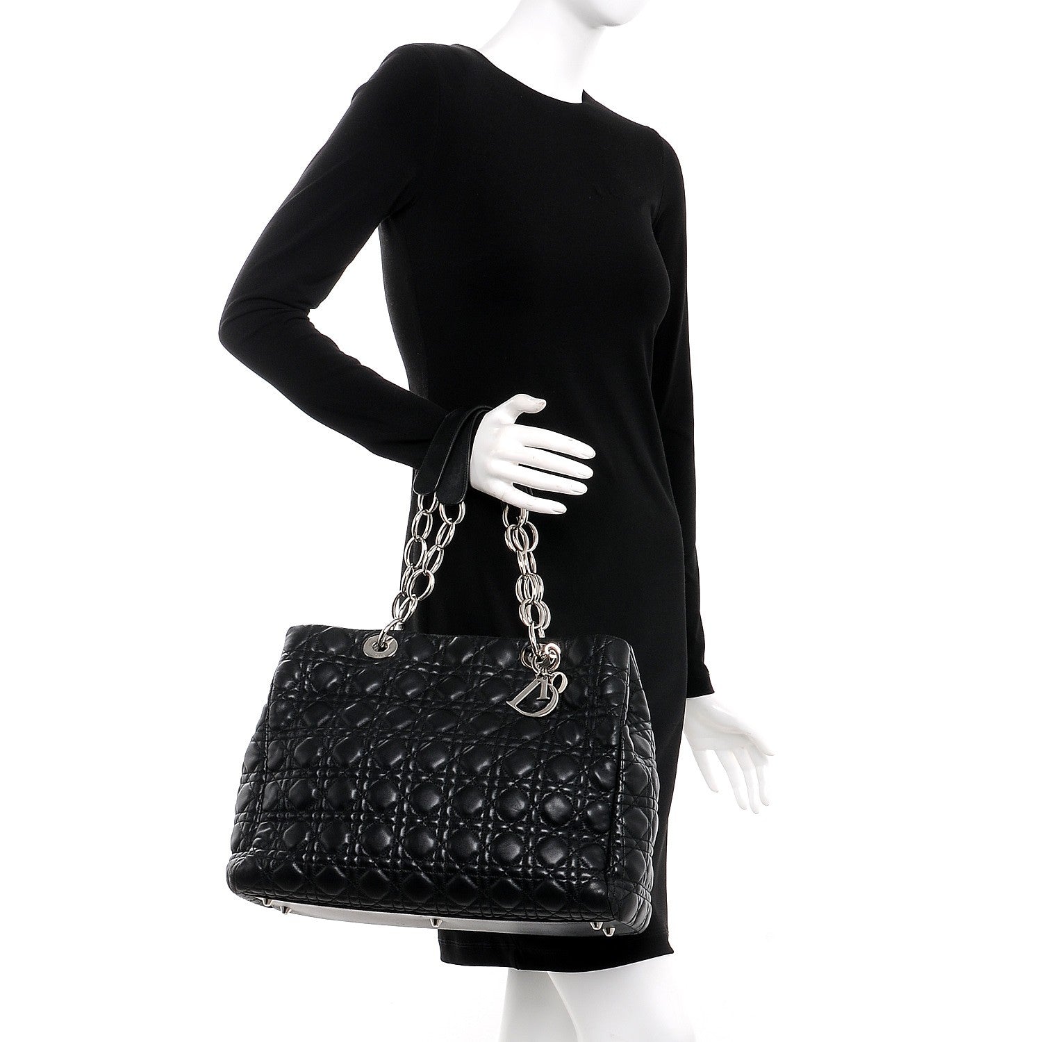 Christian Dior Lambskin Cannage Large Dior Soft Shopping Tote Black 2 of 8