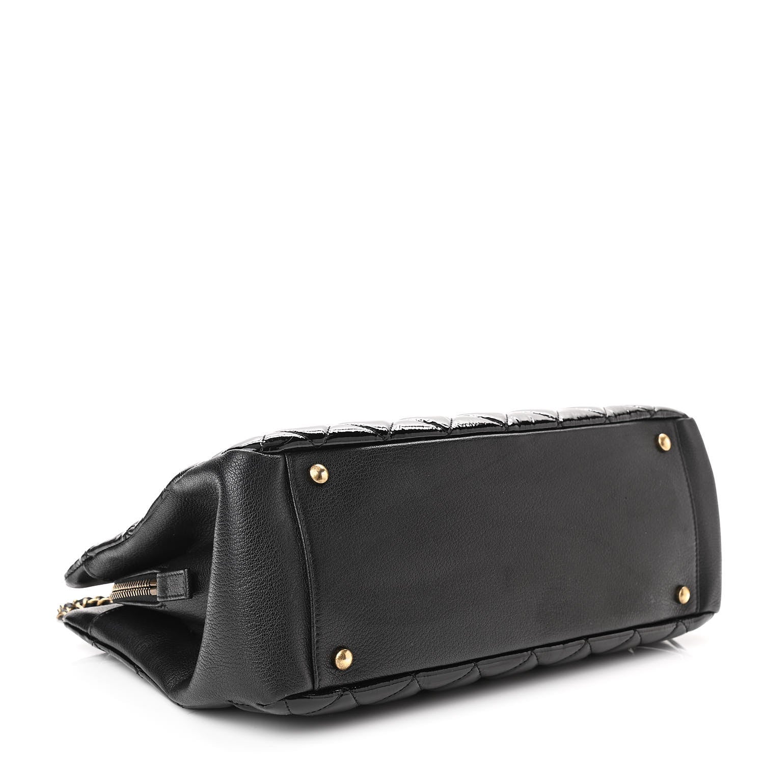 Chanel Patent Goatskin Quilted Small CC Eyelet Tote Black 4 of 12