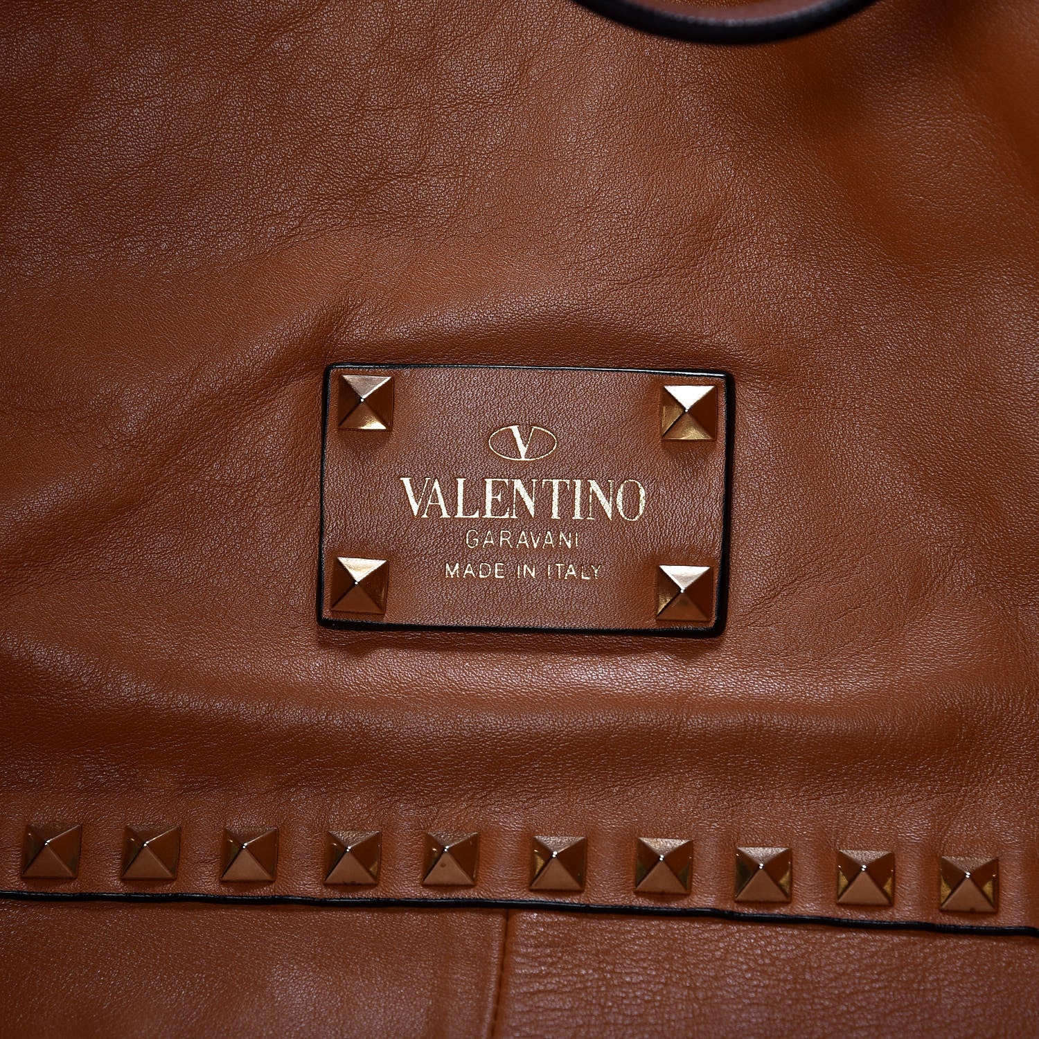 Valentino Garavani Calfskin Canvas Patchwork Medium Rockstud Reversible Tote Brown 13 of 16