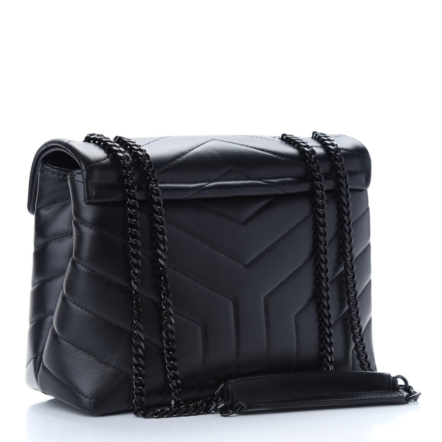 Calfskin Y Quilted Monogram Small Loulou Chain Satchel Black