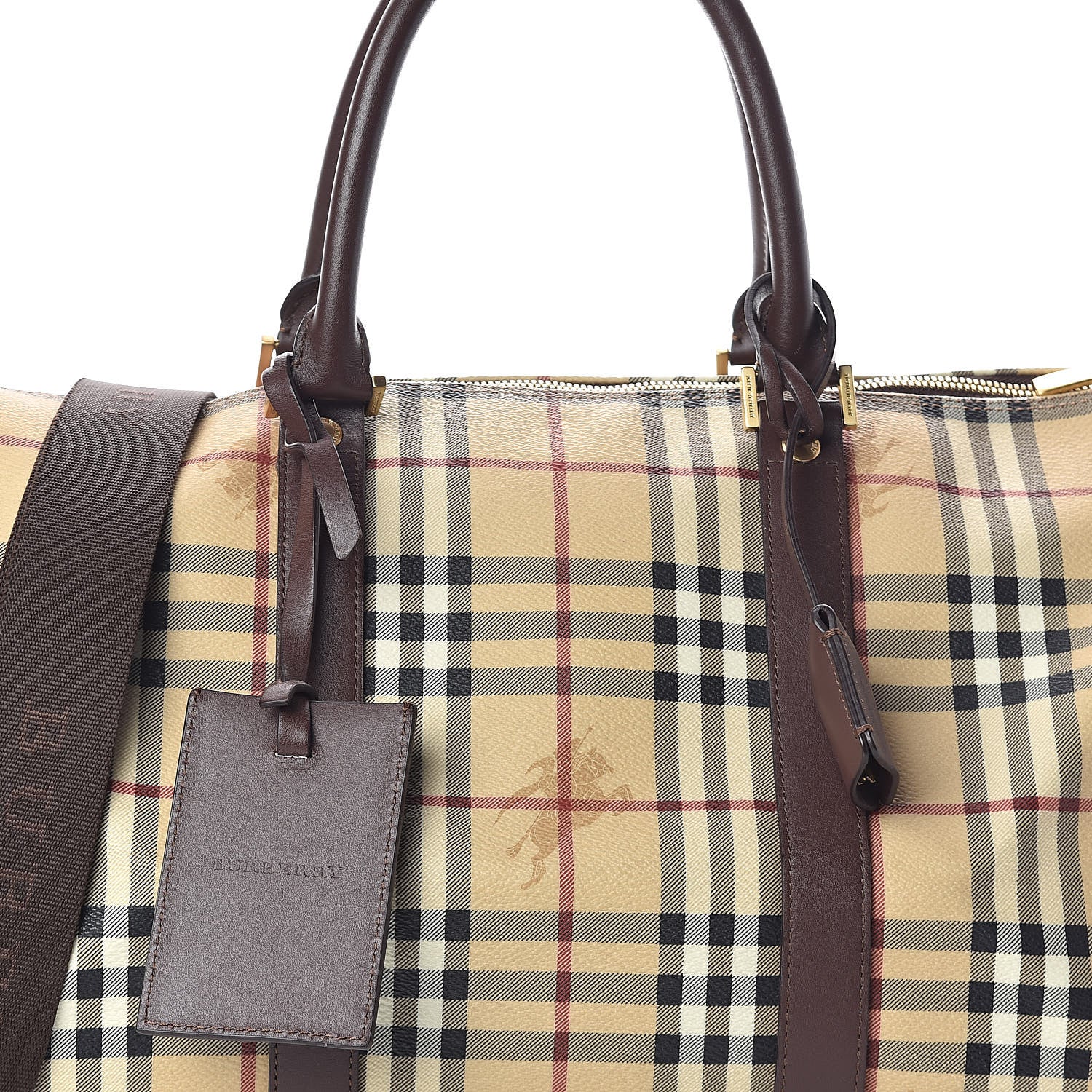 Burberry Haymarket Check Duffle Bag Dark Brown 7 of 9