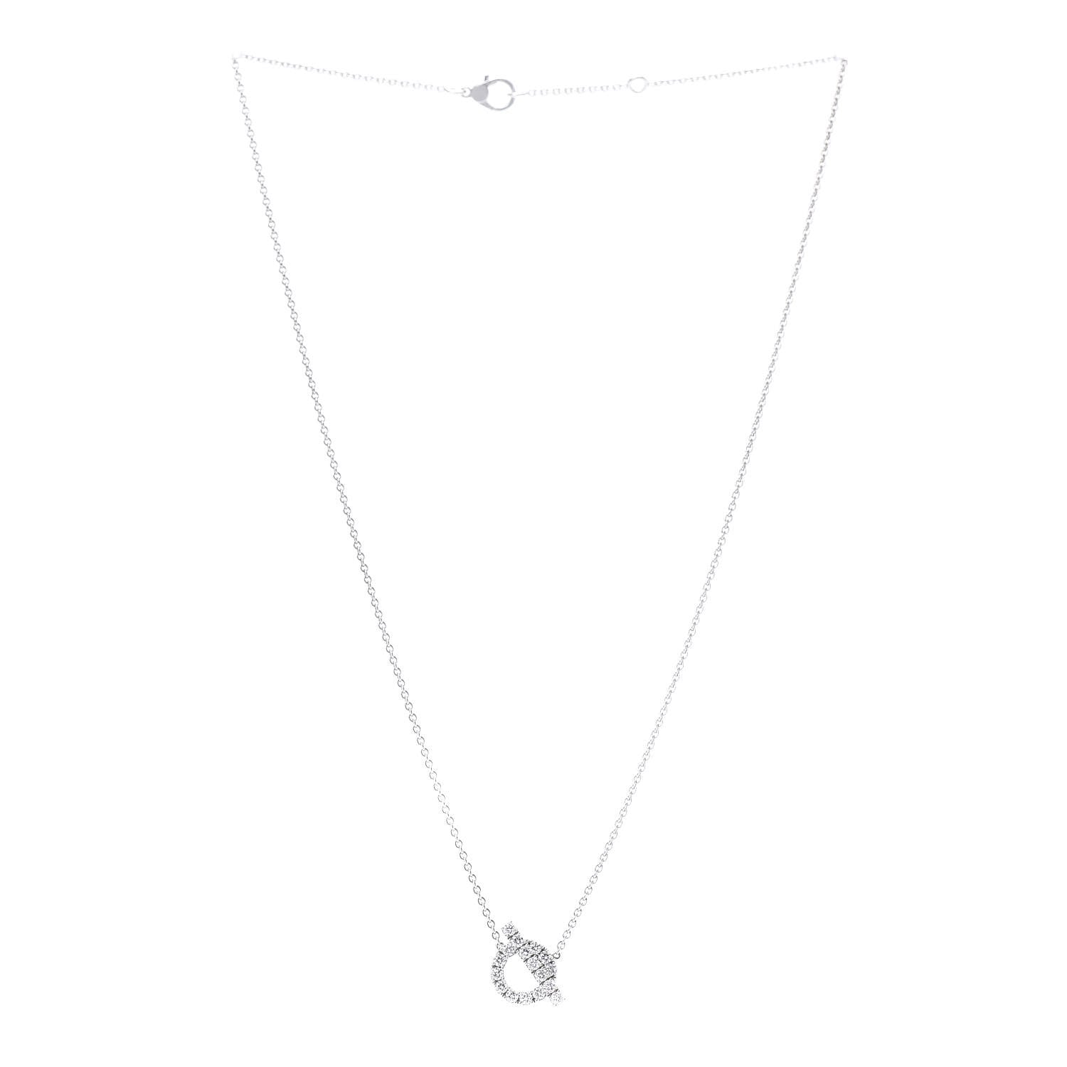 Hermes 18K White Gold Diamond Finesse Pendant Necklace 3 of 5