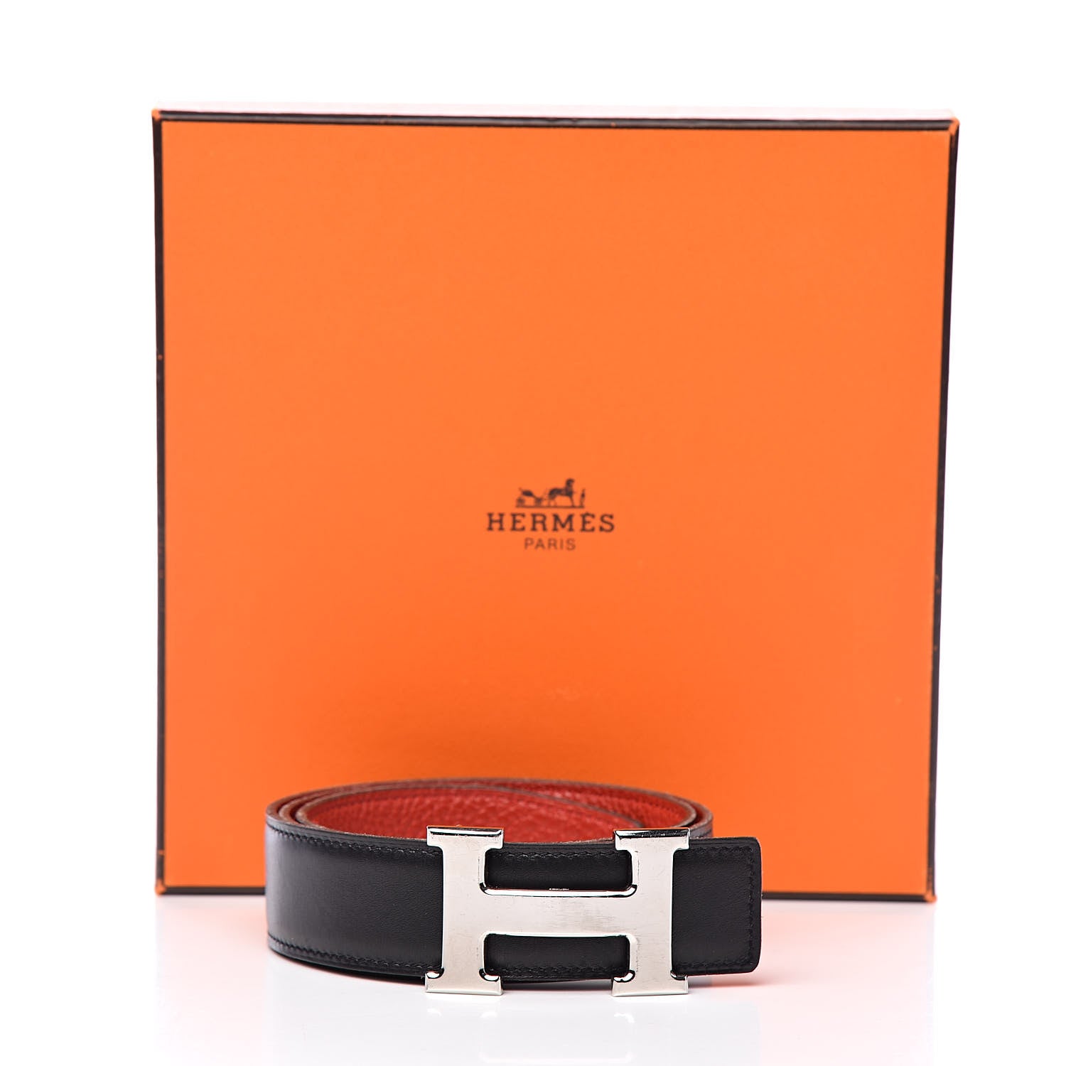 Hermes Box Togo 32mm H Belt 75 Black Rouge Garance 9 of 9