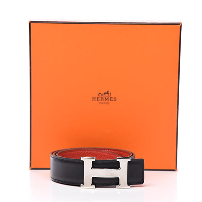 Hermes Box Togo 32mm H Belt 75 Black Rouge Garance 9 of 9