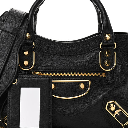 Balenciaga Chevre Gold Metallic Edge Hardware Mini City Black 8 of 11