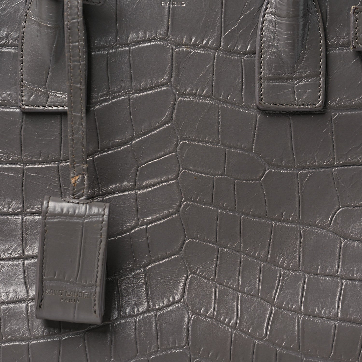 Saint Laurent Calfskin Crocodile Embossed Baby Sac De Jour Fog 9 of 11