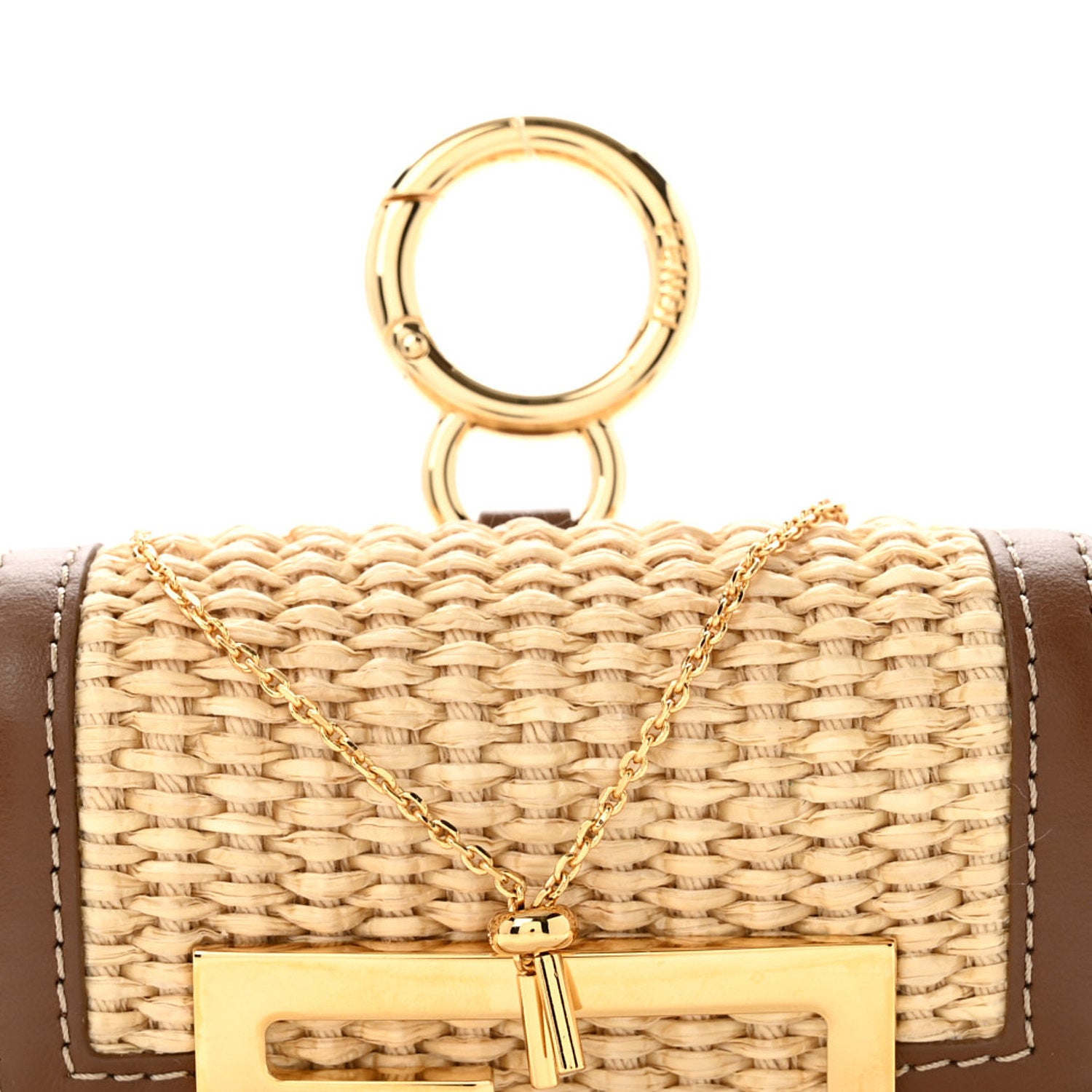 Fendi Macrame Crochet Vitello Grace Nano Maxi Buckle Baguette