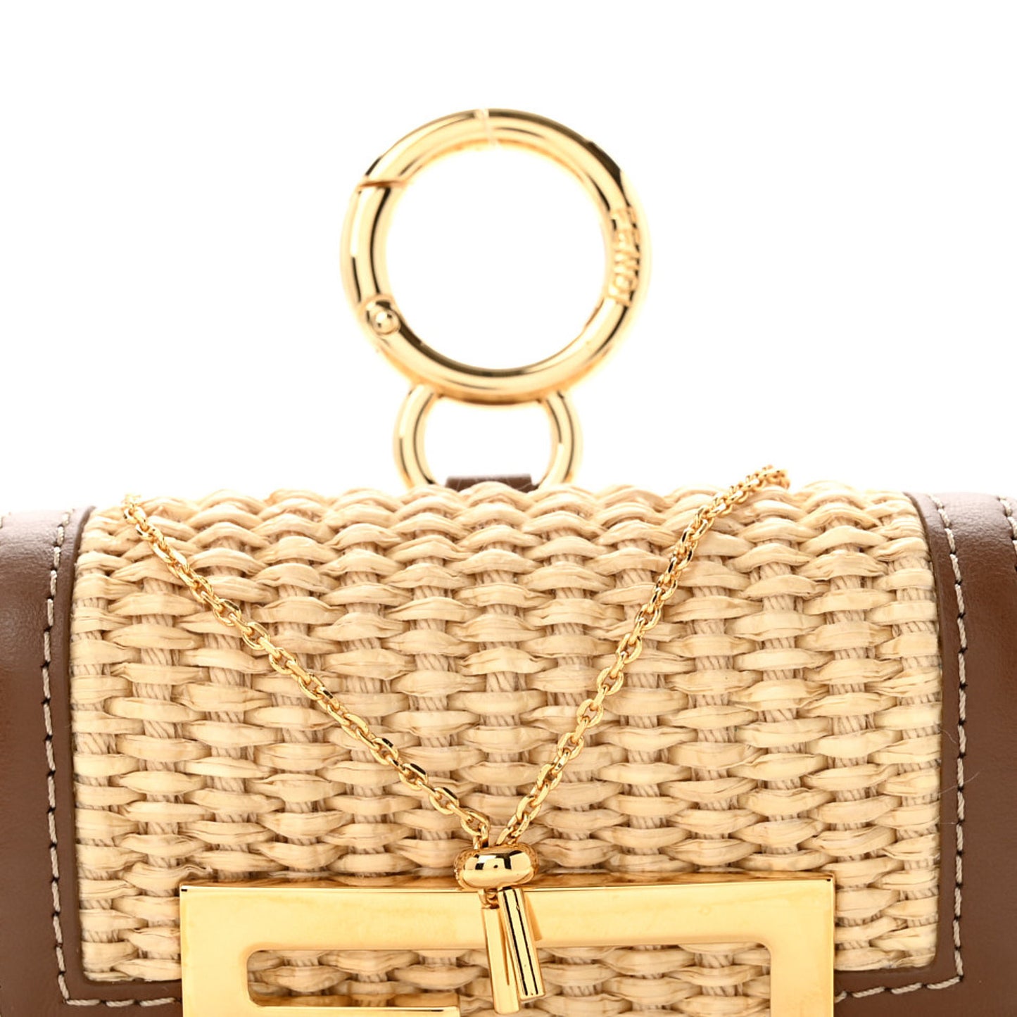 Macrame Crochet Vitello Grace Nano Maxi Buckle Baguette Charm Natural Gianduia