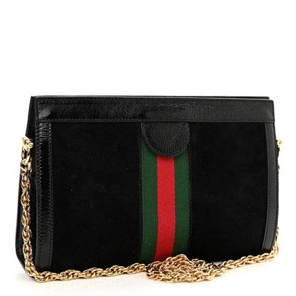 Gucci Suede Patent GG Web Small Ophidia Chain Shoulder Bag Black 3 of 10