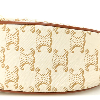 Celine Canvas Calfskin Ava Triomphe Shoulder Bag White 10 of 12