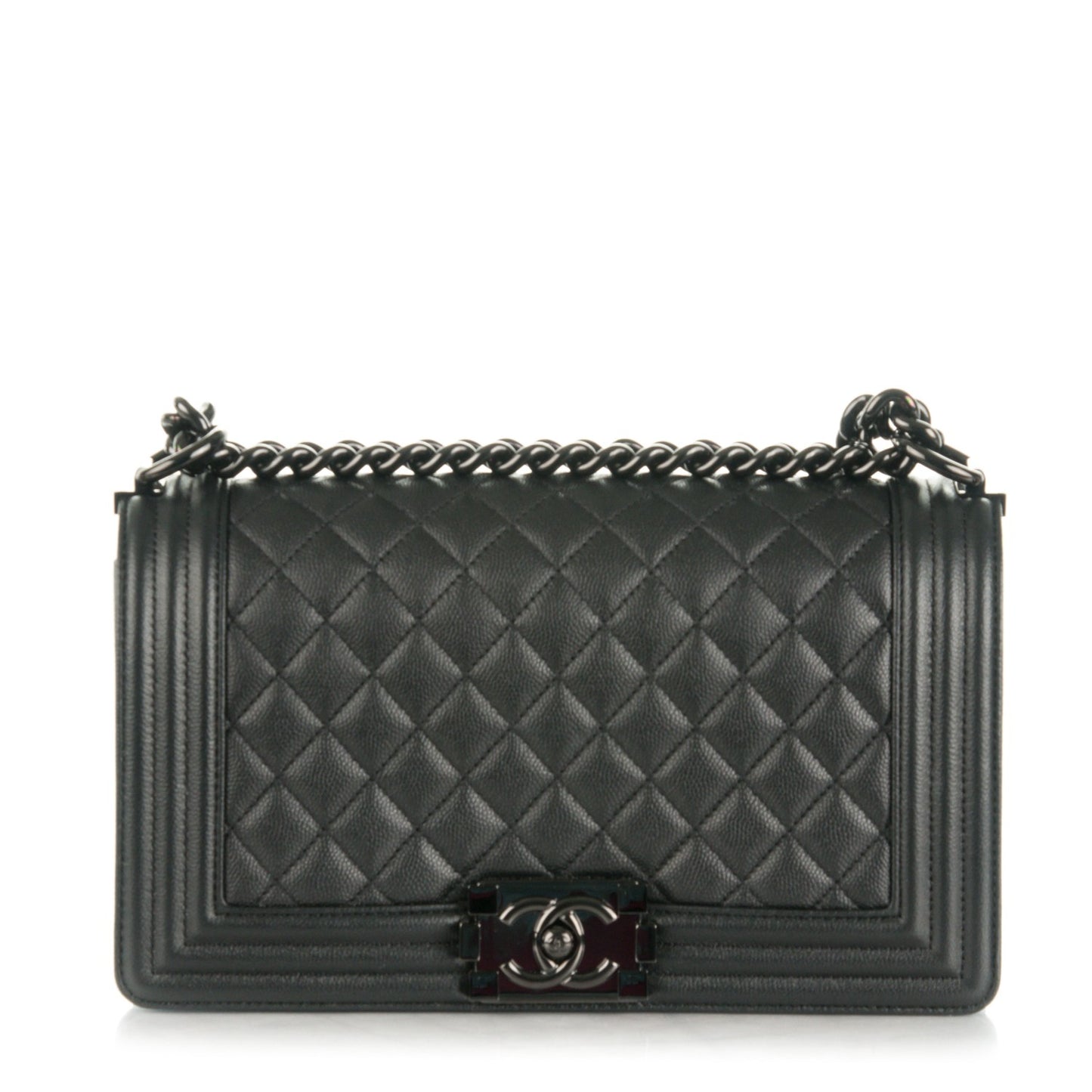 Caviar Quilted Medium Boy Flap So Black