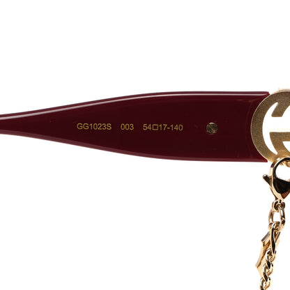 Gucci Acetate Square Frame Chain Sunglasses GG1023S Havana Pink 5 of 8