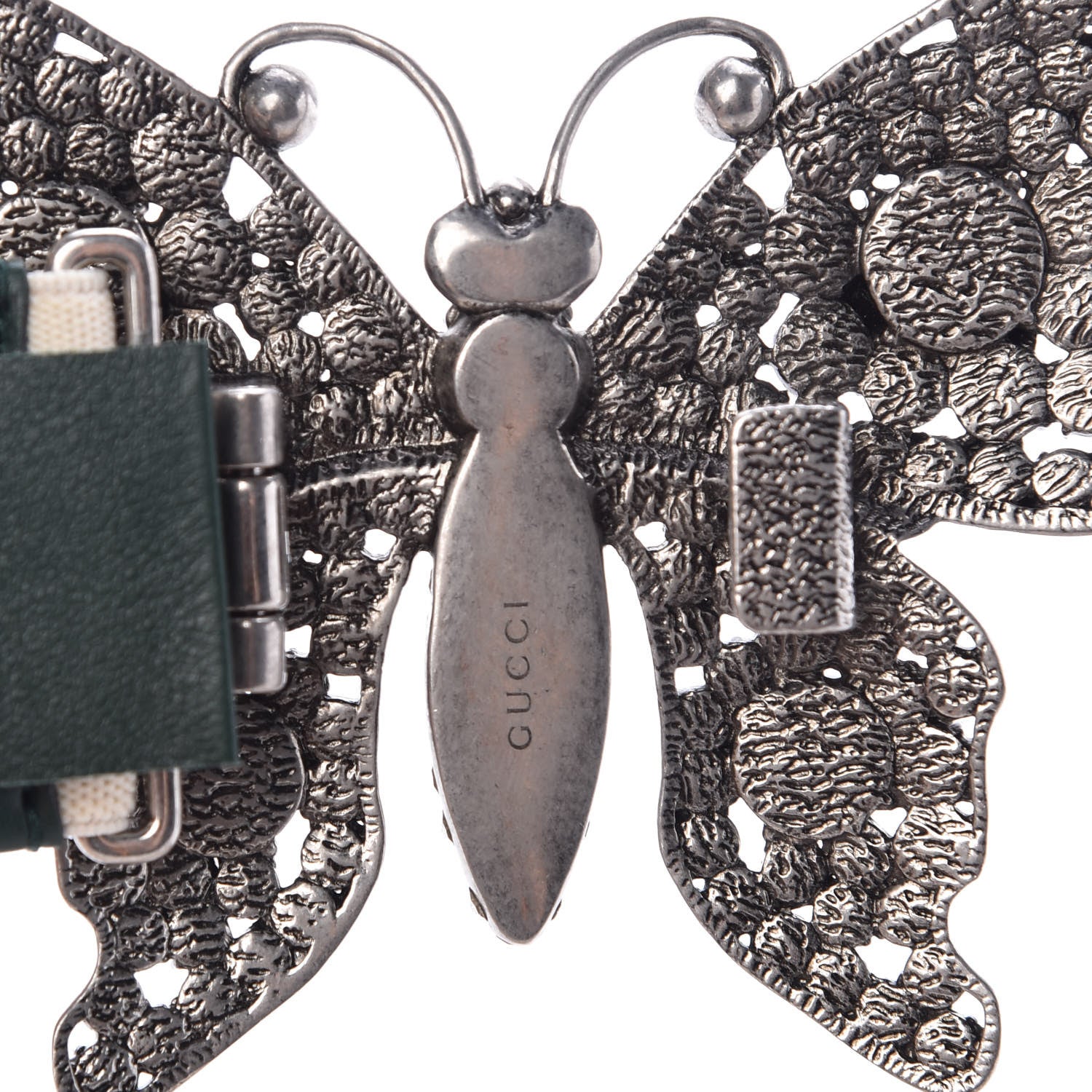 Gucci Jacquard Crystal Stripe Butterfly Belt 80 32 White