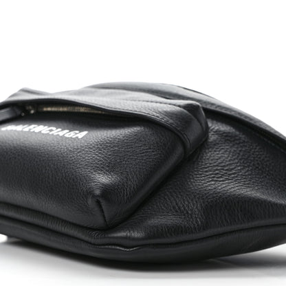 Balenciaga Smooth Calfskin Logo Large Everyday Beltpack Black White 8 of 12