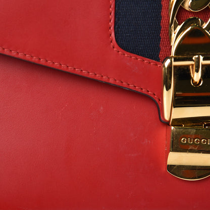 Gucci Calfskin Small Sylvie Shoulder Bag Hibiscus Red 12 of 18