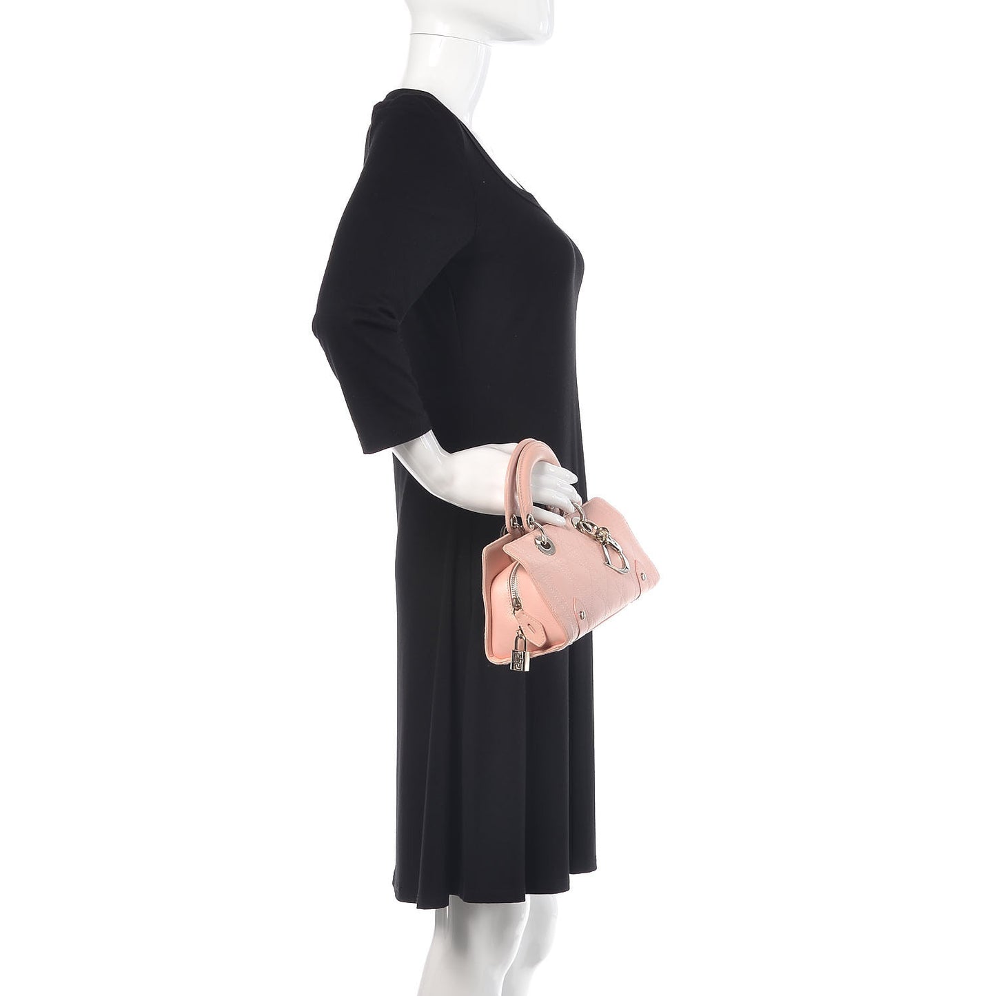 Calfskin Cannage Stitched Small East West Lady Dior Rose Clair