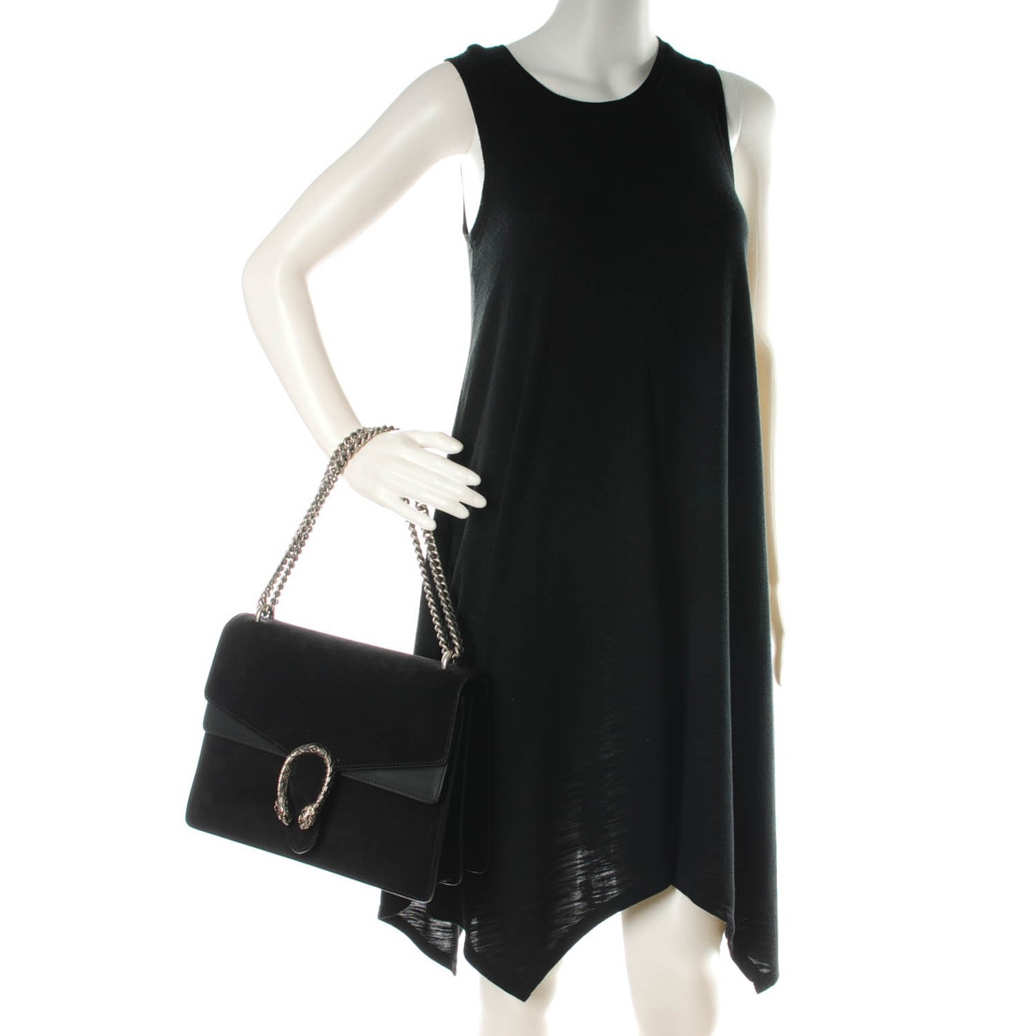 Gucci Suede Medium Dionysus Shoulder Bag Black 2 of 7