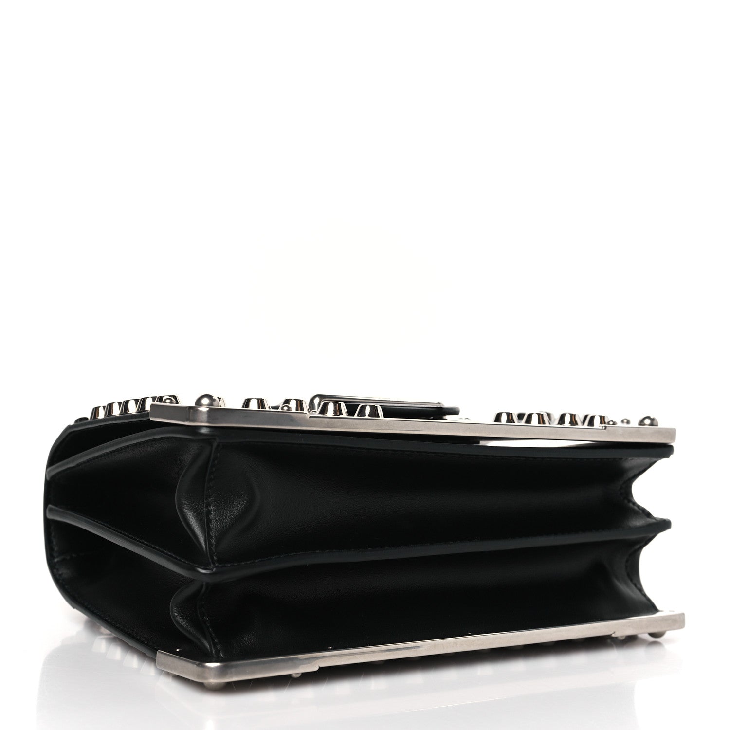 Prada City Calf Saffiano Studded Cahier Bag Black 5 of 9