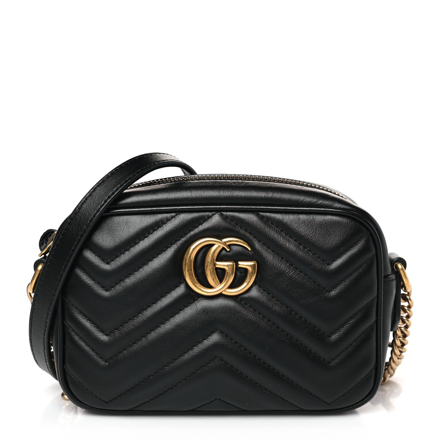 Calfskin Matelasse Mini GG Marmont Chain Shoulder Bag Black
