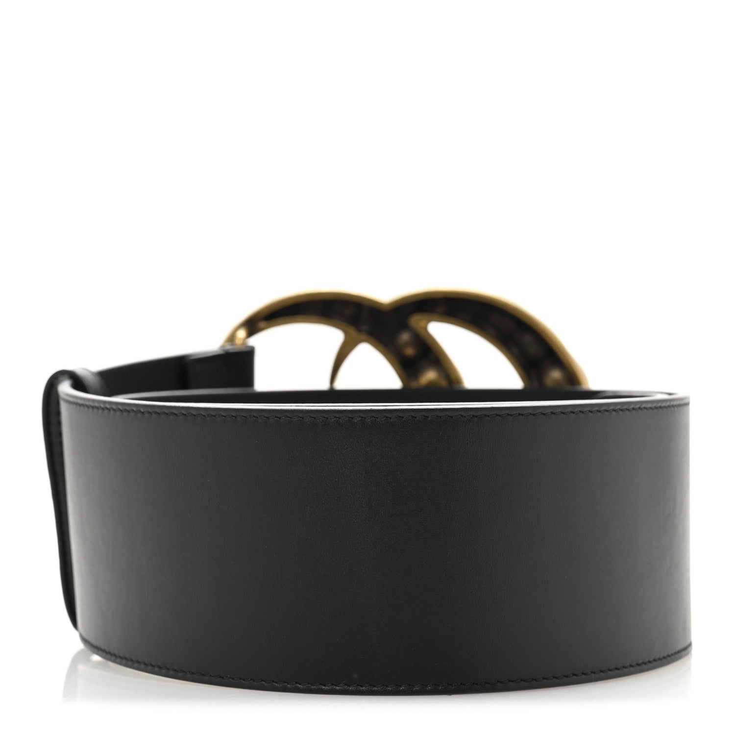 Gucci Moon Calfskin Pearl Double G 70mm Belt 80 32 Black Cream 2 of 7