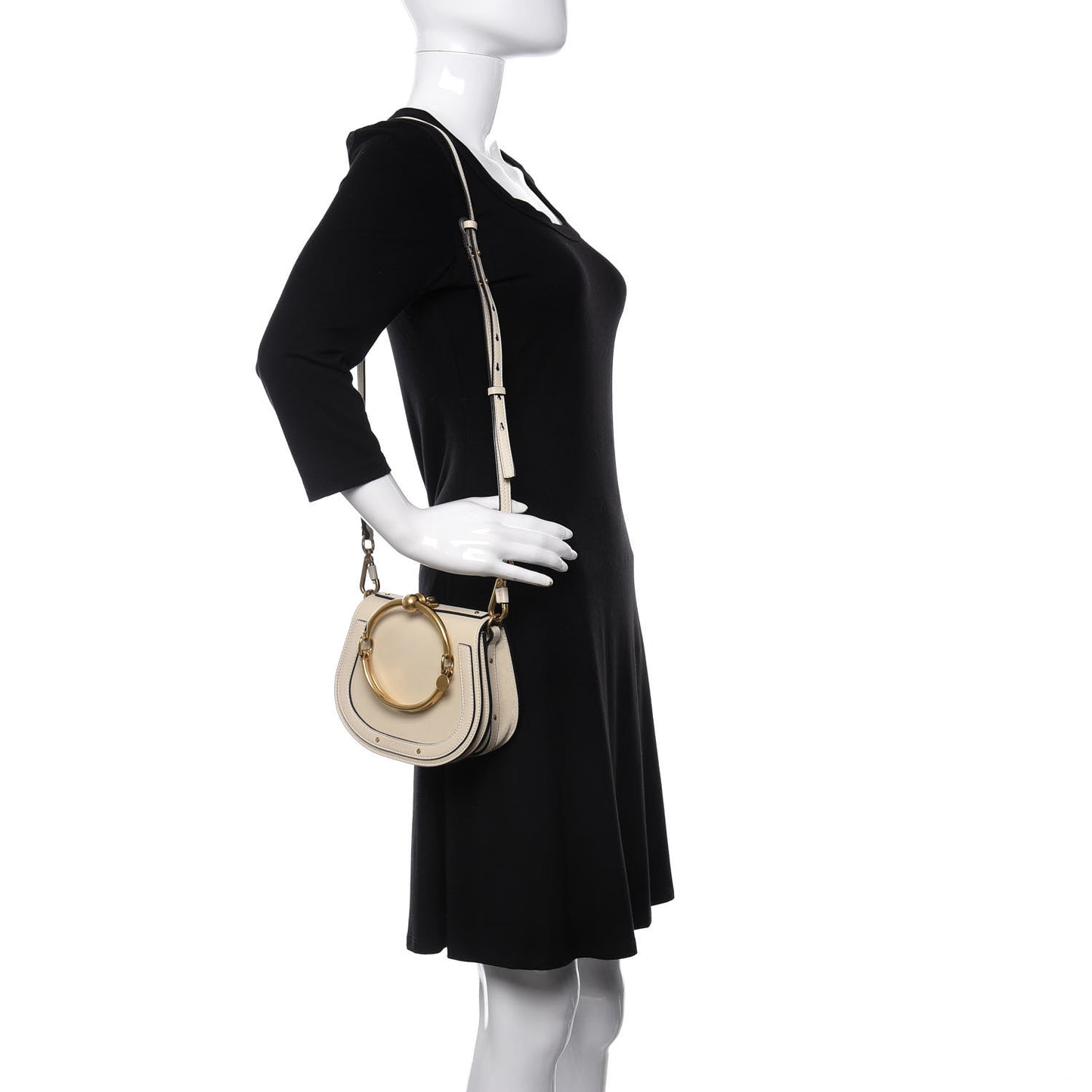 Calfskin Suede Small Nile Bracelet Bag Off White