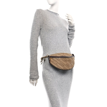 Balenciaga Canvas Jacquard Diagonal Allover Logo XS Souvenir Belt Bag Brown 2 of 10