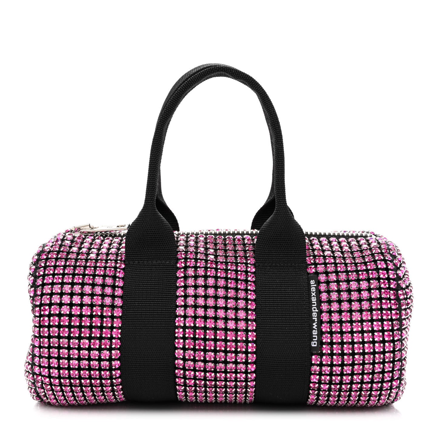 Mesh Crystal Rhinestone Mini Cruiser Duffle Pink