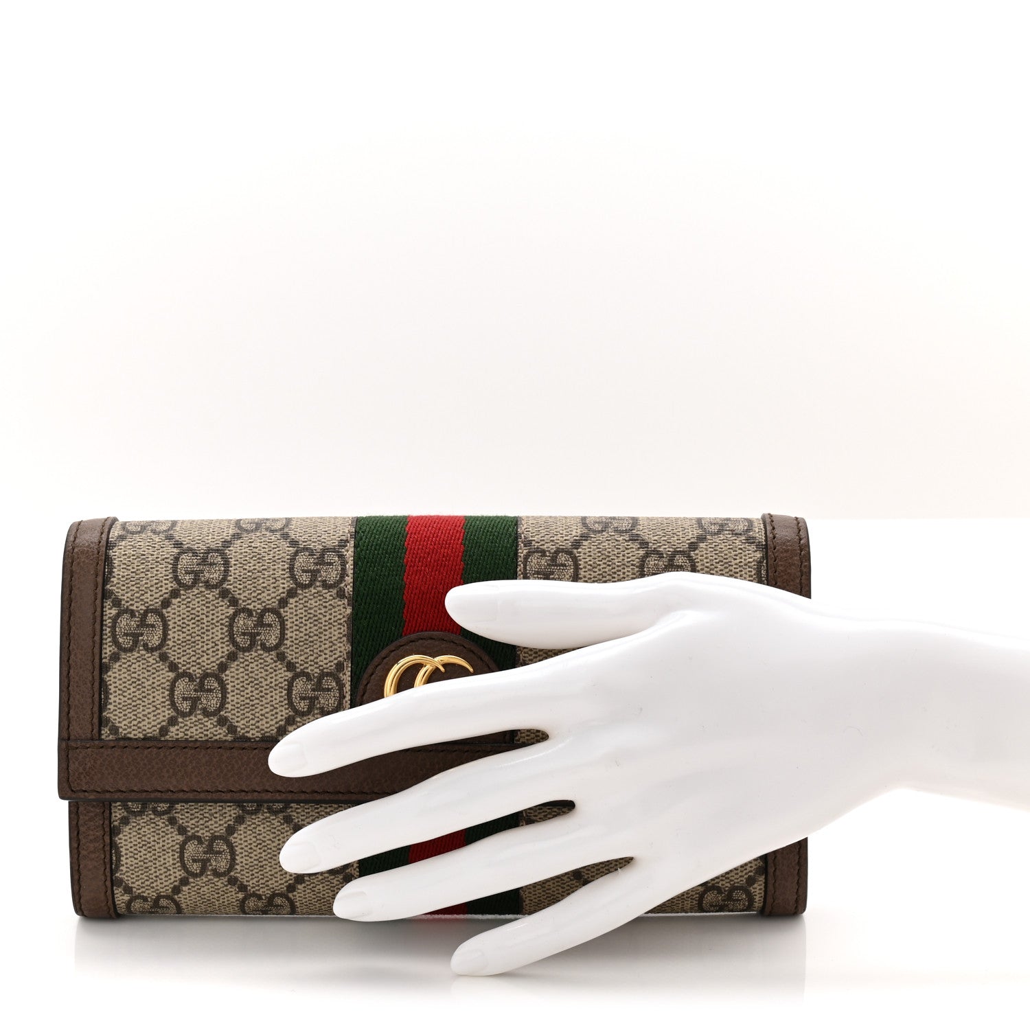 Gucci GG Supreme Monogram Web Ophidia Continental Wallet Brown 2 of 9